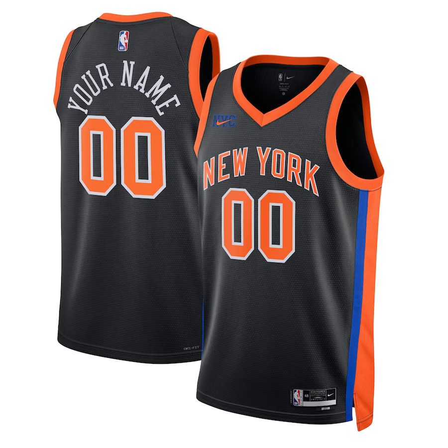 Men New York Knicks Nike Black City Edition 2022-23 Swingman Custom NBA Jersey